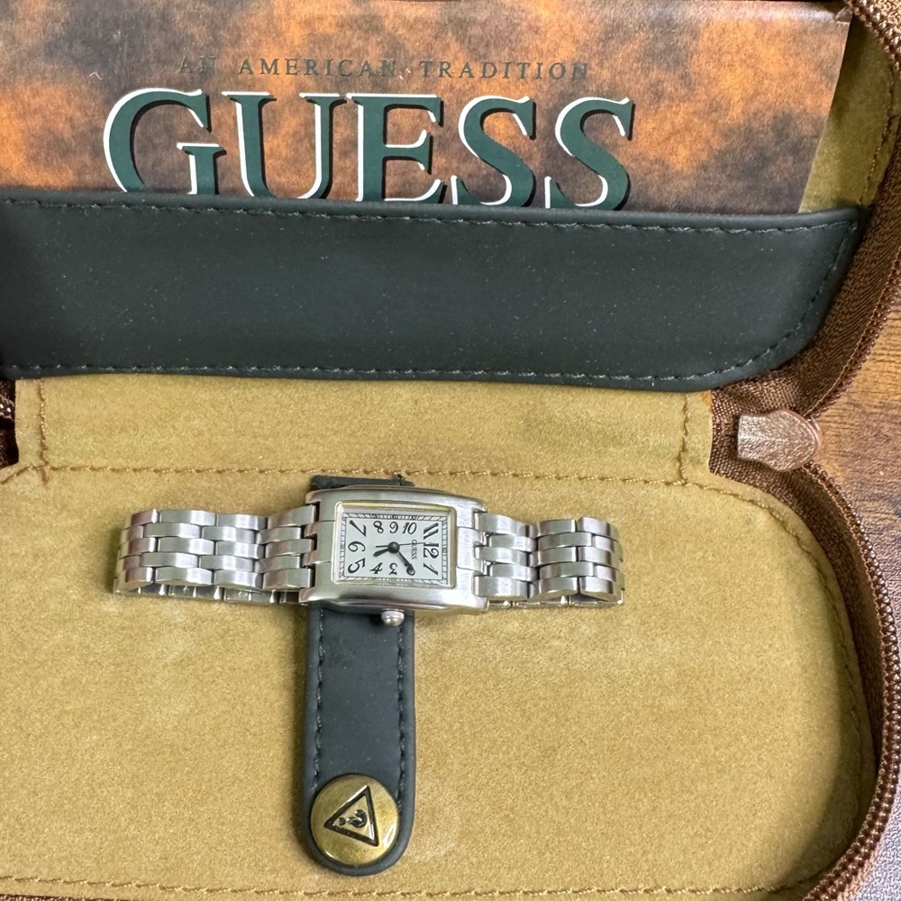 GUESS Silver Stainless Steel Rectangular Bracelet Watch - Picture 3 of 10